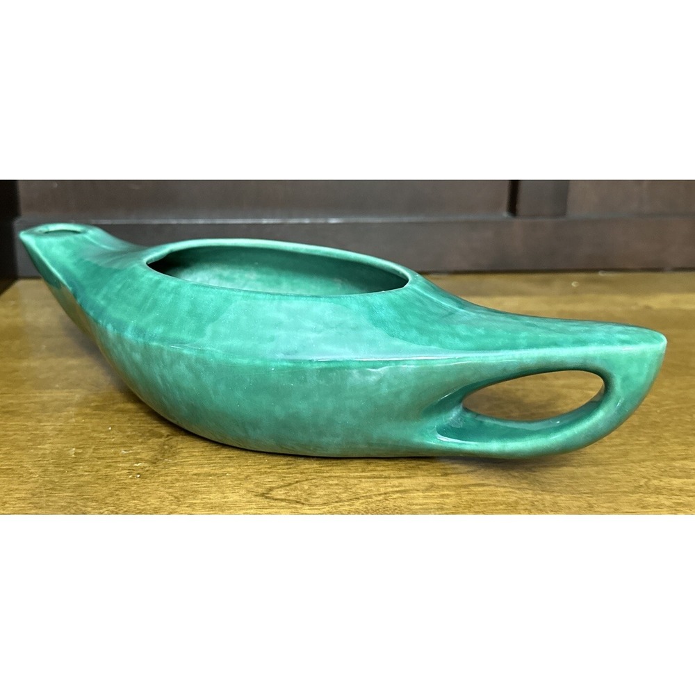 Gonder Pottery Genie Lamp Planter Vase Green 12" Mid Century USA